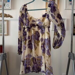Lush Purple Floral Slip Dress on Cream